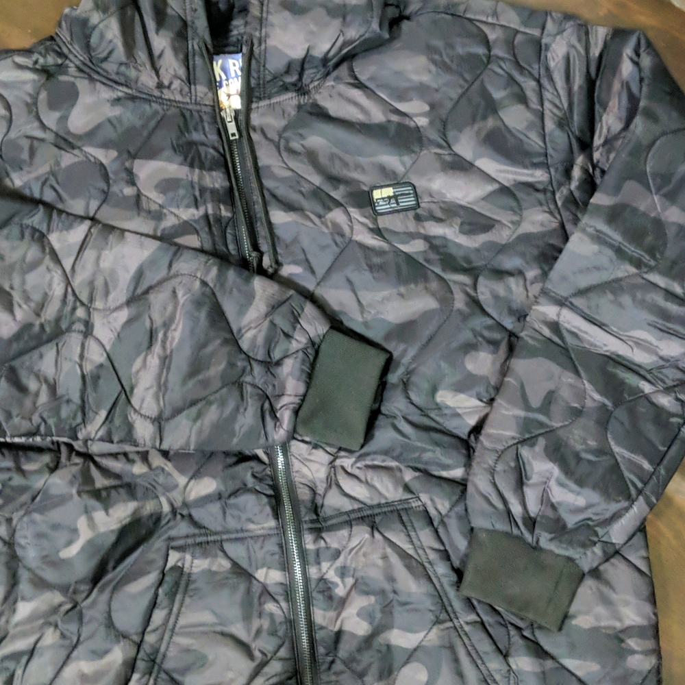 Black Rifle Coffee Company Zip-Up Black Camo puffy hoodie (Discontinued item)